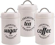 🏺 hedume set of 3 airtight canisters with lids - coffee, tea, sugar containers, decorative metal kitchen canister jars for food storage логотип