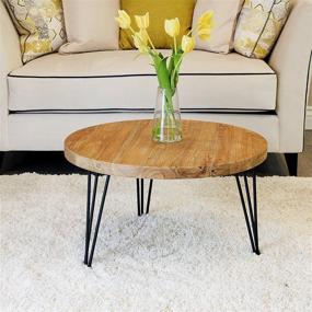 img 4 attached to 🪵 WELLAND Rustic Round Vintage Elm Wood Coffee Table