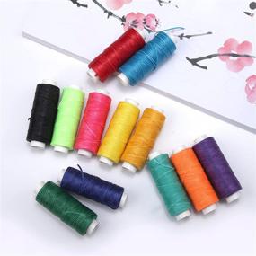 img 1 attached to Wax Polyester Thread Set - 12 Vibrant Colors for Bracelet Making, Leather Projects, Bookbinding, Macrame, and Handcraft - Ideal for Sewing on Leather