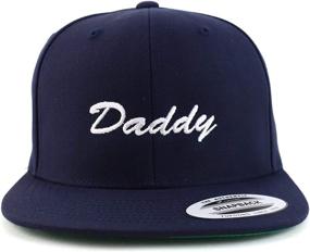 img 2 attached to 🧢 Flexfit Daddy Structured Flatbill Snapback Cap with Trendy Embroidered Script Font - Apparel Shop