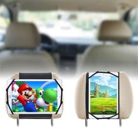 img 2 attached to 📱 Universal Car Headrest Mount Silicon Holder for 7-9.7 inch Tablets - Angle-Adjustable & Nintendo Switch Compatible