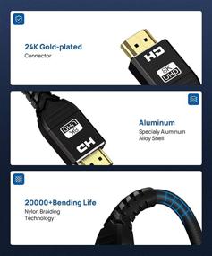 img 2 attached to 🔌 Alleasa 8K HDMI Cable 3Ft - Ultra High Speed 8K@60Hz, 4K@120Hz@144Hz DSC, HDR UHD 7680×4320 - eARC, HDR10+ - Compatible with PS5/PS4/PS3 - (Black, HDCP 2.2&2.3)