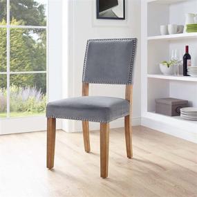 img 1 attached to 🪑 Modway Oblige Gray Dining Chair: Modern Farmhouse Design with Performance Velvet Upholstery and Nailhead Trim