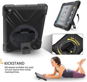 img 2 attached to 📱 iPad 2/3/4 Case: Heavy Duty Full-Body Rugged Protection with Screen Protector, Stand, Handle, and Straps - Black