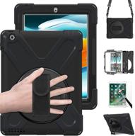 📱 ipad 2/3/4 case: heavy duty full-body rugged protection with screen protector, stand, handle, and straps - black logo