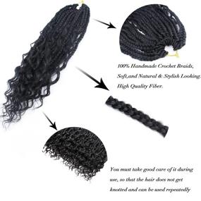 img 2 attached to 🔥 Goddess Boho Bob Box Braids Crochet Hair - 7 Packs 12 Inch, Curly Ends, 3X Crochet Braids Synthetic Braiding Hair for Black Women (12INCH 7PCS, 1B)