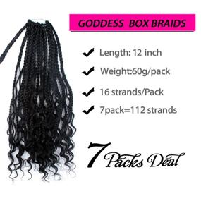 img 3 attached to 🔥 Goddess Boho Bob Box Braids Crochet Hair - 7 Packs 12 Inch, Curly Ends, 3X Crochet Braids Synthetic Braiding Hair for Black Women (12INCH 7PCS, 1B)