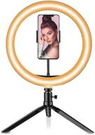 📸 10-inch led selfie ring light with tripod stand, phone holder, and remote control - 5500k 120 bulbs dimmable beauty ringlight. shoot with 3 light modes & 10 brightness level for youtube, live stream, makeup logo
