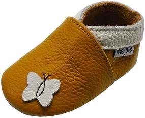 img 4 attached to 🦋 Mejale Soft Sole Leather Moccasins: Baby Shoes with Cartoon Butterfly Design for Infant Toddler First Walker Slippers