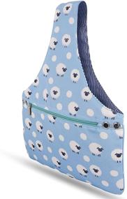 img 4 attached to JamieCraft Yarn Bag Organizer – Portable, Lightweight, and Convenient Canvas Wrist Bag for On-The-Go Crochet and Knitting, Project Bag Tote with Ample Space for Supplies and 14 Inch Needles or Hooks (Blue with Sheep)