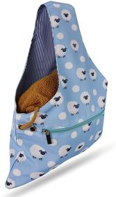 img 3 attached to JamieCraft Yarn Bag Organizer – Portable, Lightweight, and Convenient Canvas Wrist Bag for On-The-Go Crochet and Knitting, Project Bag Tote with Ample Space for Supplies and 14 Inch Needles or Hooks (Blue with Sheep)
