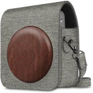 📸 fintie instax mini 90 neo classic camera case - synthetic leather bag cover with strap, denim grey - enhanced seo logo