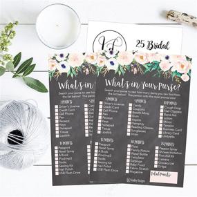 img 1 attached to 🌸 Rustic Floral Whats In Your Purse Game: Perfect Bridal Shower or Bachelorette Party Activity Cards For Couples - Engagement and Rehearsal Dinner Supplies & Favors
