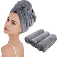 3-pack gray hair turban for women - kinhwa microfiber hair towel wrap, easy twist, super absorbent and ultra soft for drying wet hair logo