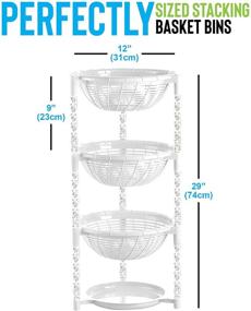 img 1 attached to Uncluttered Designs Stacking Basket Bins (3 Tier + 🍎 Plate): Versatile Fruit, Produce, and Home Organization Solution - White