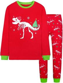 img 4 attached to DAUGHTER QUEEN Christmas Sleepwear Dinosaur