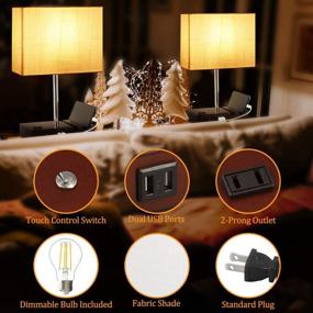 img 1 attached to 💡 3-Way Dimmable USB Table Lamp with Convenient USB Ports & Outlet