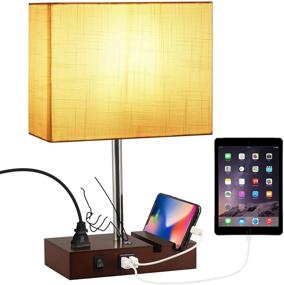 img 4 attached to 💡 3-Way Dimmable USB Table Lamp with Convenient USB Ports & Outlet