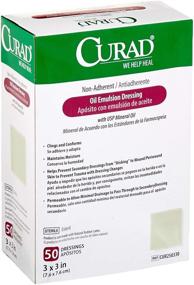 img 4 attached to 🩹 Curad Non-Adherent Gauze Dressing CUR250330, Sterile Oil Emulsion, 3x3 inches, 50 Count - Ideal for Minor Burns and Abrasions