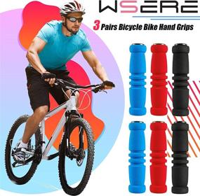 img 1 attached to WSERE 3 Pairs Bicycle Grip: Ultimate Comfort Hand Grips in Black, Blue, and Red - Enhance Your Bike Riding Experience!