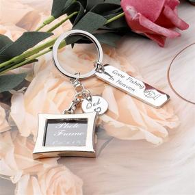 img 1 attached to 🎣 Dad Memorial Keychain: Commemorate Your Beloved Father with the Gone Fishing In Heaven Photo Frame - A Heartfelt Sympathy Gift and Forever Keepsake Jewelry