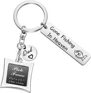 🎣 dad memorial keychain: commemorate your beloved father with the gone fishing in heaven photo frame - a heartfelt sympathy gift and forever keepsake jewelry logo