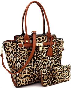 img 4 attached to Leopard Leather Structured Satchel Handbag Women's Handbags & Wallets and Satchels