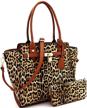 leopard leather structured satchel handbag women's handbags & wallets and satchels logo