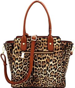 img 1 attached to Leopard Leather Structured Satchel Handbag Women's Handbags & Wallets and Satchels