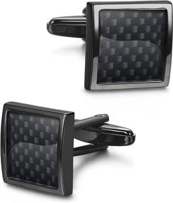 img 3 attached to LOYALLOOK Carbon Fiber 👔 Cufflinks for Business and Wedding Events