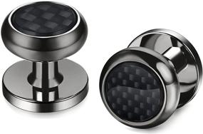 img 1 attached to LOYALLOOK Carbon Fiber 👔 Cufflinks for Business and Wedding Events