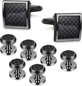 img 4 attached to LOYALLOOK Carbon Fiber 👔 Cufflinks for Business and Wedding Events