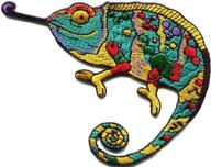 🦎 boho 70s retro chameleon lizard embroidered patch iron-on applique s-1310 logo