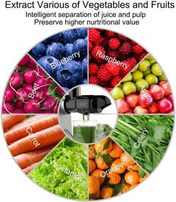 img 3 attached to 🥕 Jocuu Cold Press Juicer Machine, Slow Masticating Extractor, Easy to Clean, Quiet Motor, Reverse Function, BPA-Free, for Fruits and Vegetables, with Brush, Recipes, Silver