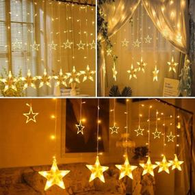 img 3 attached to 138 LED 12 Stars Remote Star Curtain Lights - Plug in Window Curtain String Lights with ⭐️ 8 Flashing Modes - Christmas, Wedding, Bedroom, Party, Birthday Decoration - 7.3ft W, 3.3ft H - Warm White