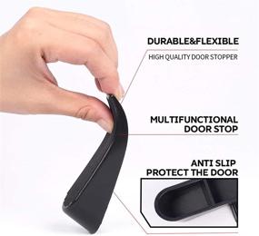 img 3 attached to 🚪 Black Door Stopper Wedge Set - Heavy Duty Anti-Collision Buffer, Anti-Slip Design for All Floor Types and Carpet - 4 Pack