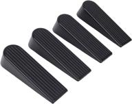 🚪 black door stopper wedge set - heavy duty anti-collision buffer, anti-slip design for all floor types and carpet - 4 pack логотип