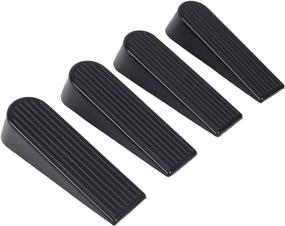 img 4 attached to 🚪 Black Door Stopper Wedge Set - Heavy Duty Anti-Collision Buffer, Anti-Slip Design for All Floor Types and Carpet - 4 Pack