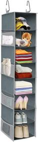 img 4 attached to 👒 8-Shelf Hanging Shoe Organizer with Side Pockets - Closet Organizer and Storage for Shoe Rack, Hat, Clothes, Handbag - Wider Design, 9" × 11.8" D × 48" H