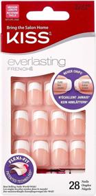img 3 attached to 💅 Kiss Everlasting French Nail Manicure, Chip-Free with Flexi-Fit Technology, Medium-Size, 'Infinite' Color, Nail Kit with Pink Nail Glue (Net Weight 2 g / 0.07 oz.), Mini File, Manicure Stick, and 28 Artificial Nails