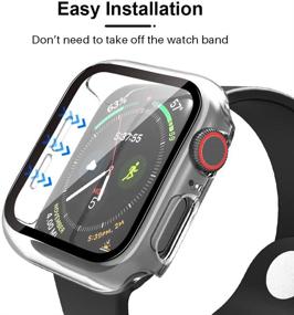 img 3 attached to 📱 Tauri 2 упаковки Чехол для Apple Watch SE Series 6 5 4 40mm - Прозрачный, с защитным стеклом 9H, тонкий бампер полноценная защитная крышка, сенсорное касание, совместимо с iWatch 40mm