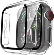 📱 tauri 2 упаковки чехол для apple watch se series 6 5 4 40mm - прозрачный, с защитным стеклом 9h, тонкий бампер полноценная защитная крышка, сенсорное касание, совместимо с iwatch 40mm логотип