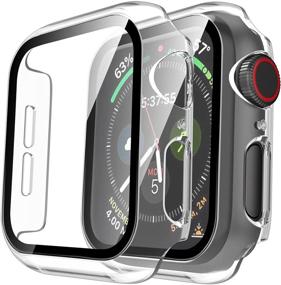 img 4 attached to 📱 Tauri 2 упаковки Чехол для Apple Watch SE Series 6 5 4 40mm - Прозрачный, с защитным стеклом 9H, тонкий бампер полноценная защитная крышка, сенсорное касание, совместимо с iWatch 40mm