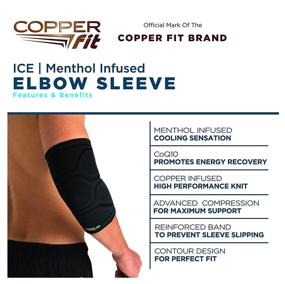 img 3 attached to 🧊 Copper Fit™ ICE Elbow Compression Sleeve - Enhanced with Menthol and CoQ10 | Larger Size / Extra Large