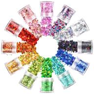 ✨ warmfits chunky holographic glitters - 12 colors, 120g - face, body, eye, hair, nail festival glitter - various shapes: stars, hexagons, hearts, circles logo