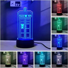 img 3 attached to Tardis 3D Illusion LED Doctor Who Bedroom Night Light with 16 Colors, Remote Control Desk Lamp (1)