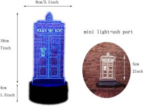 img 2 attached to Tardis 3D Illusion LED Doctor Who Bedroom Night Light with 16 Colors, Remote Control Desk Lamp (1)