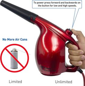 img 1 attached to 🔴 EasyGoProducts Durable ABS Plastic Electric High Compressed Air Duster - Computer Keyboard & Electronics Cleaner - Replaces Compressed Air Cans-RED