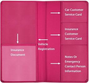img 2 attached to 🚗 Держатель документов для регистрации и страховки автомобиля - органайзер из высококачественной искусственной кожи для хранения бумажных документов в бардачке автомобиля, включая удостоверение личности, водительское удостоверение, ключи и контактные данные (Ярко-розовый цвет).