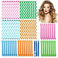 🌀 64pcs spiral hair curlers set - no heat curlers for curly wavy hair, styling kit with 2 styles of magic hair curlers - includes 2 styling hooks (45cm) logo